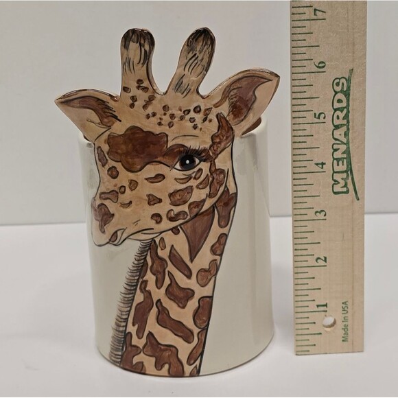 Studio Pottery Ceramic Animal Planter, Giraffe Plant Pot, Desktop Pens Organizer - Picture 7 of 8